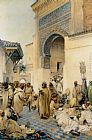 African figures dancing in a courtyard by Gustavo Simoni